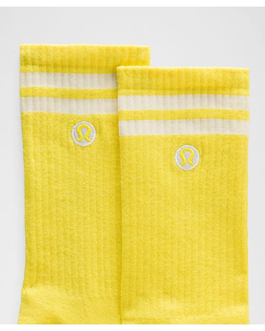 lululemon athletica Yellow – Daily Essential Crew Socks Stripe – – Size Large