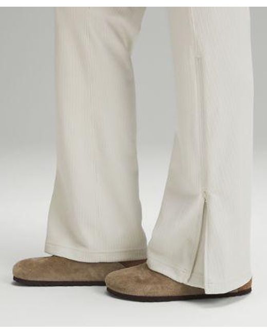 lululemon athletica White Brushed Softstreme Ribbed Zip Flared Pants 32.5"