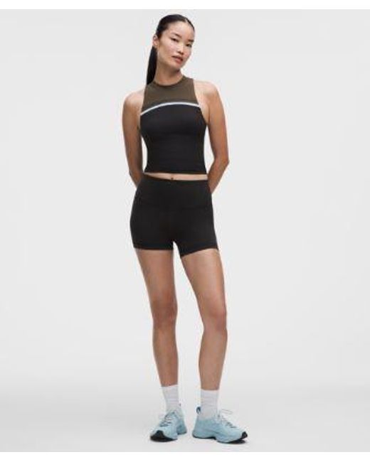 lululemon athletica Black – Mockneck Shelf Tank Top Light Support, B/C Cup Stripe – – Size Large