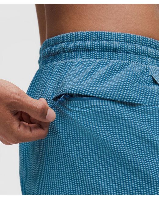 lululemon athletica Blue Textured Swim Short 5" for men
