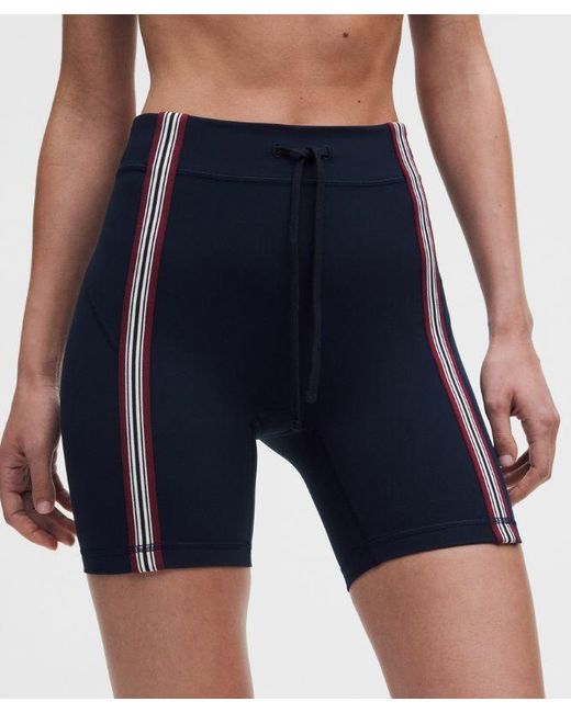 lululemon athletica Red – Groove High-Rise Shorts Stripe Trim – 6" – Color Burgundy/ – Size 4