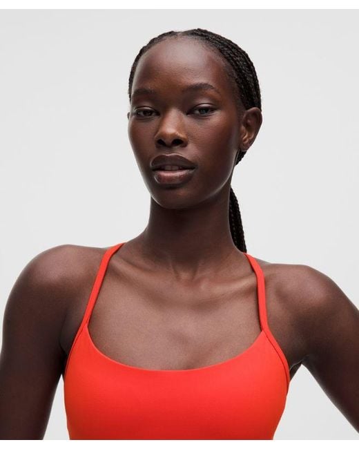 lululemon athletica Red – Flow Y Cropped Tank Top Light Support, B/C Cup – – Size Large
