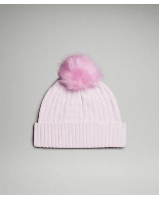 lululemon athletica Pink – Cable Knit Pom Beanie Hat – /Pastel