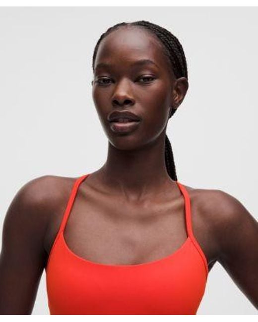 lululemon athletica Red – Flow Y Cropped Tank Top Light Support, B/C Cup – – Size Large