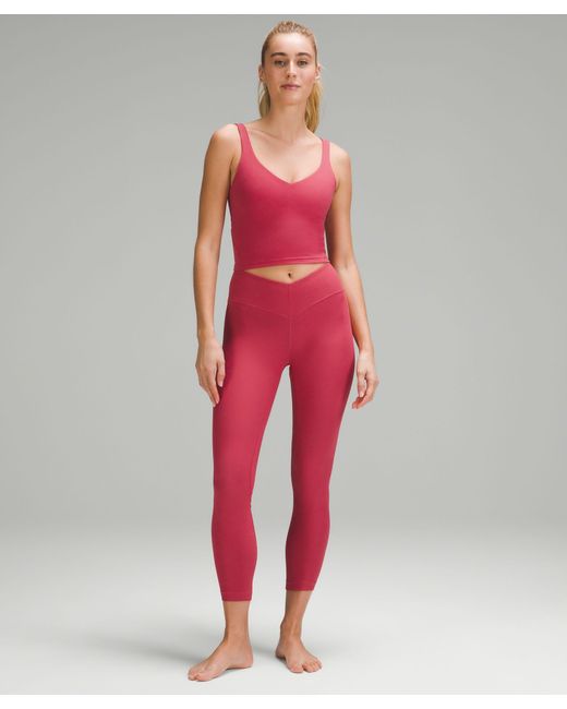 lululemon athletica Red V-waist Yoga Leggings 25" Grid Texture