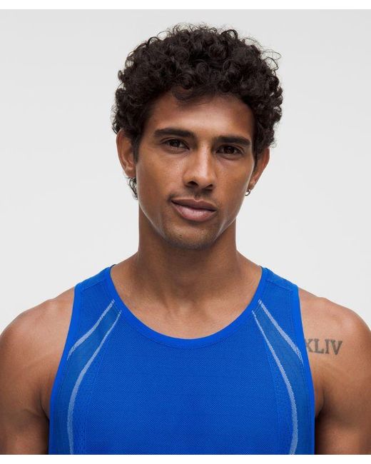 lululemon athletica Blue Fast And Free Airflow Running Singlet for men