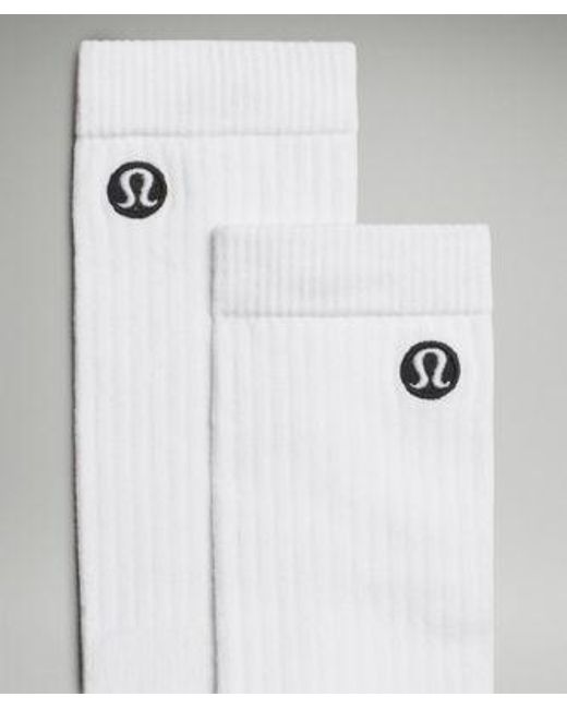 lululemon athletica Metallic Daily Stride Ribbed Comfort Crew Socks 3 Pack - Color White - Size L for men