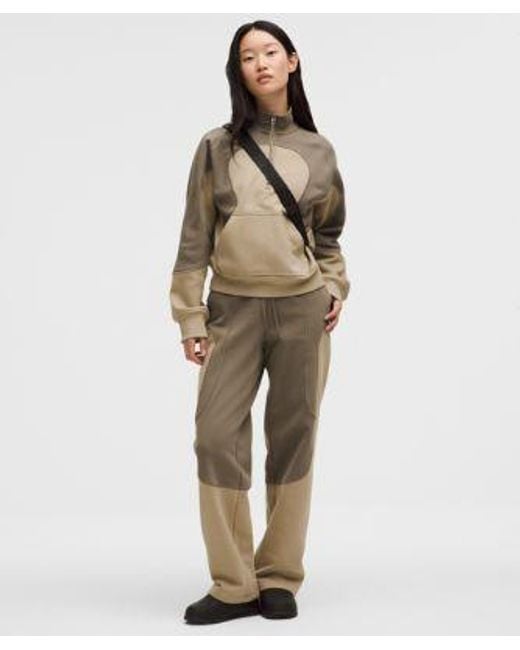 lululemon athletica Brown – Cotton Fleece Relaxed-Fit Half Zip Sweatshirt Slnsh Collection – – Size Large