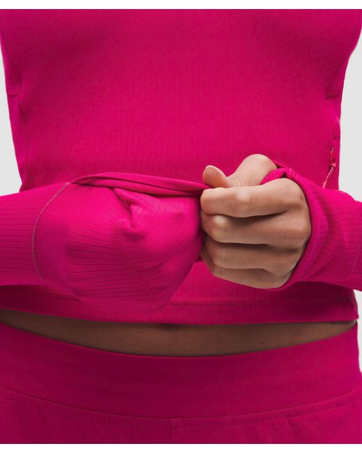 lululemon athletica Pink It's Rulu Ribbed Cropped Half Zip