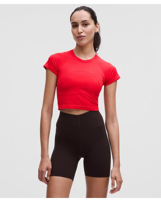 lululemon athletica Red – Swiftly Tech Cropped Short-Sleeve Shirt 2.0 – – Size 14
