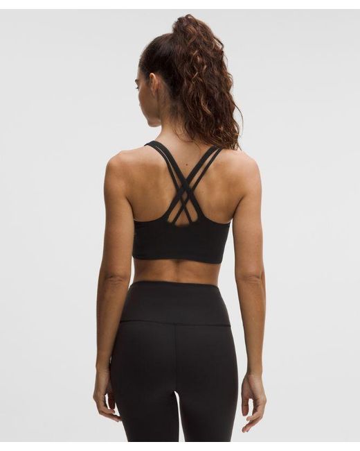 lululemon athletica Black Energy Longline Bra Medium Support B-D Cups Evolve