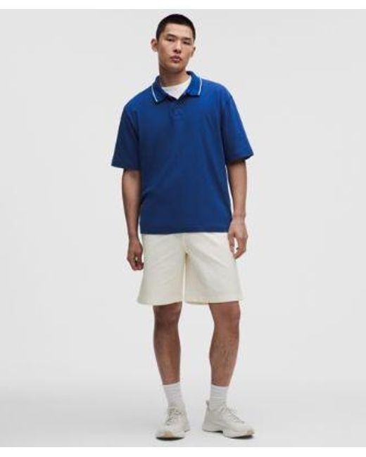 lululemon athletica Blue – -Knit Jersey Short-Sleeve Polo Shirt – – Size Large for men