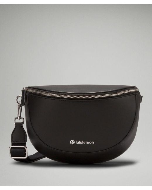 lululemon athletica Black Leather Alternative Saddle Crossbody Bag 2L