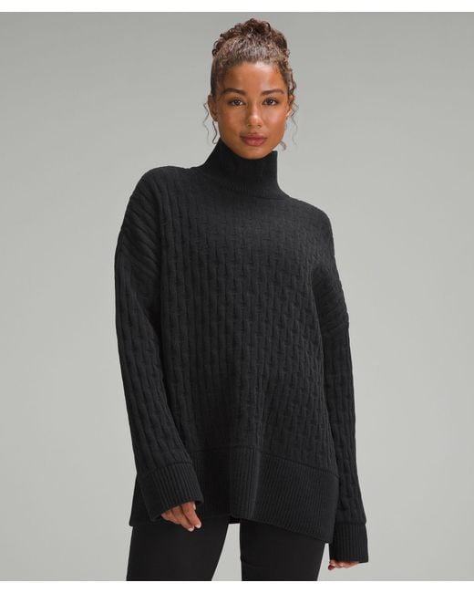 lululemon athletica Black Cable-knit Relaxed-fit Sweater