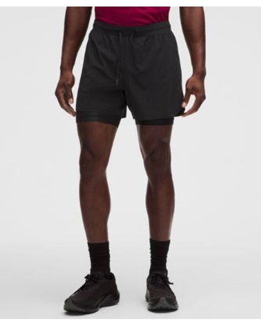 lululemon athletica Black Fast And Free Lined Running Short 5" for men