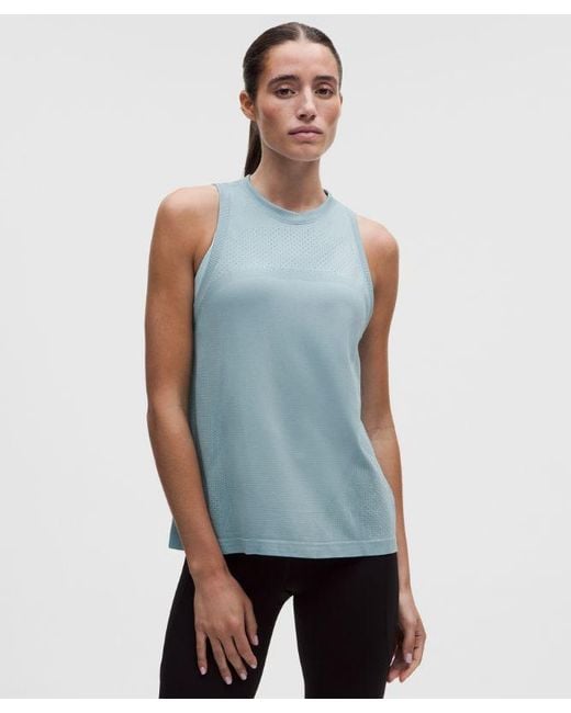 lululemon athletica Blue – Swiftly Relaxed Tank Top Hip Length Logo – – Size 6