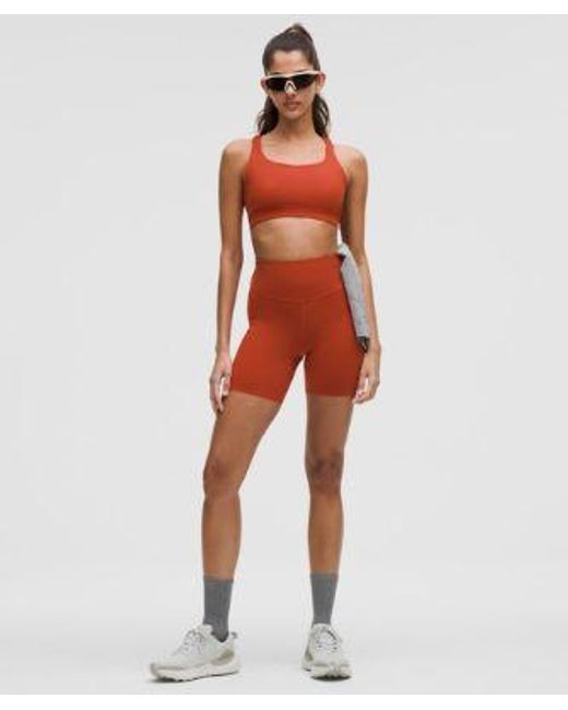 lululemon athletica Orange Fast And Free High-Rise Short 6"