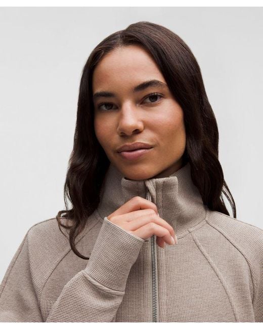 lululemon athletica Brown – Scuba Cropped Funnel-Neck Half Zip Sweatshirt Waffle – –