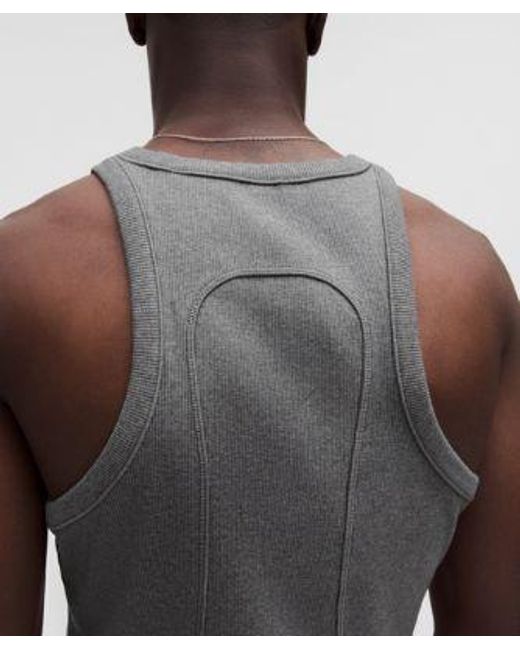 lululemon athletica Gray – Ribbed Cotton Tight-Fit Tank Top Slnsh Collection – – Size Large for men