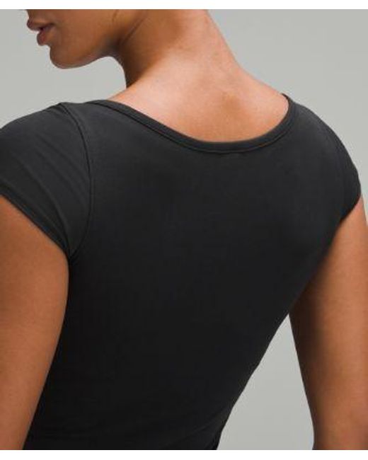 lululemon athletica Black Cap-sleeve Henley T-shirt
