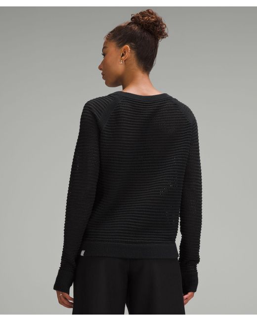 lululemon athletica Black Pointelle-knit Cotton Sweater