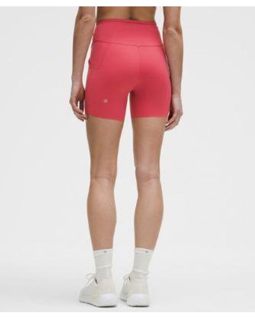 lululemon athletica Red – Fast And Free High-Rise Shorts 5 Pocket – 6" – – Size 4