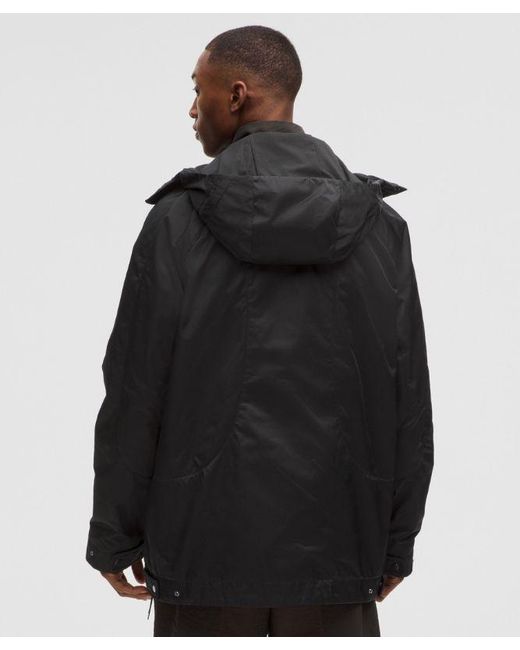 lululemon athletica Black Taffeta Removable-Hood Collared Jacket for men