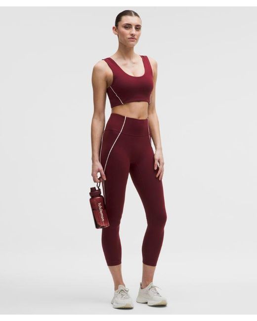 lululemon athletica Red – Wunder Train No-Line Piped High-Rise Tight Leggings – 25" – Color Burgundy/ – Size 18