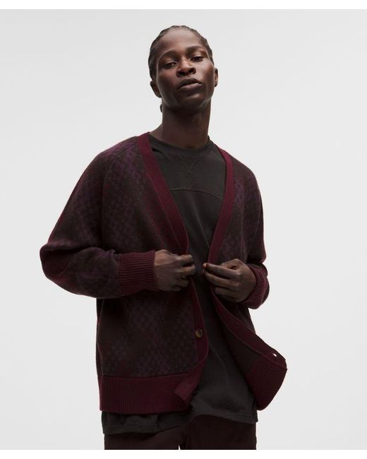 lululemon athletica Red Merino Wool Cardigan for men