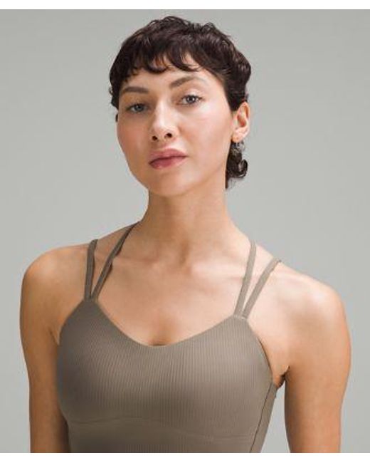 lululemon athletica Green – Like A Cloud Ribbed Longline Sports Bra Light Support, B/C Cup – – Size 14