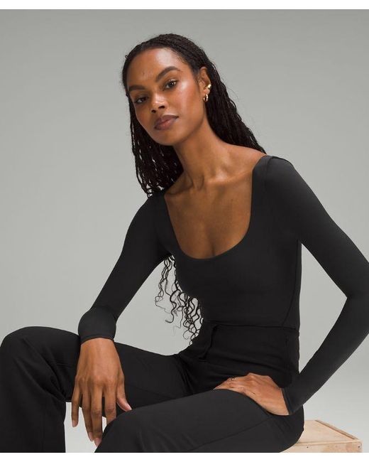 lululemon athletica Gray Wundermost Ultra-Soft Nulu Square-Neck Long-Sleeve Bodysuit
