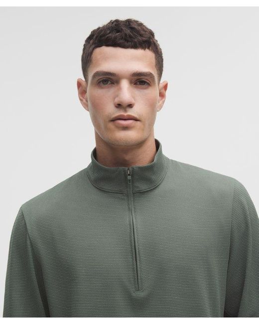 lululemon athletica Green – Reflective Knit Running Half Zip Long-Sleeve Top – – Size Medium for men