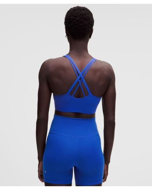 lululemon athletica Blue – Energy High-Neck Longline Sports Bra Medium Support, B–D Cups Evolve Wordmark – – Size Large