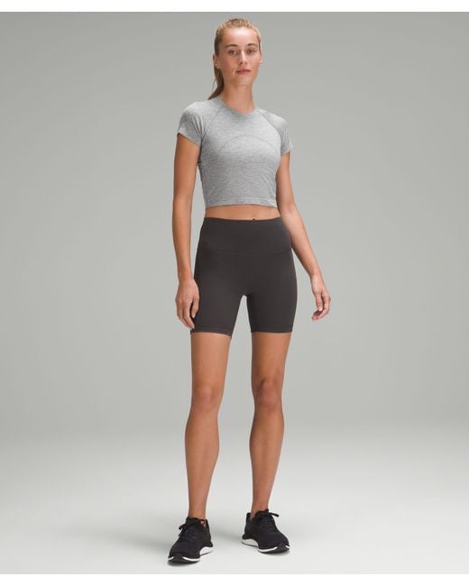 lululemon athletica Gray Swiftly Tech Cropped Short-sleeve Shirt 2.0