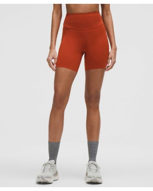 lululemon athletica Orange Fast And Free High-Rise Short 6"