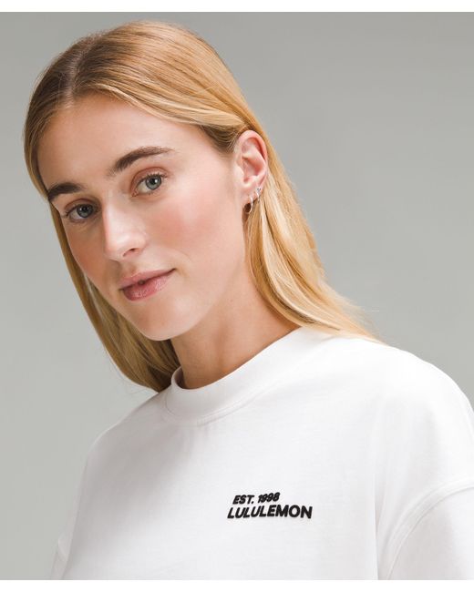 lululemon athletica White Brushed Heavyweight Cotton Cropped Crew T-shirt