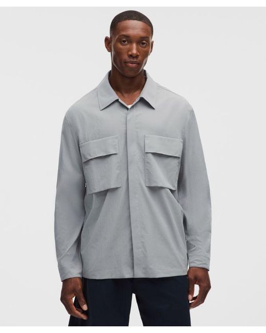 lululemon athletica Gray Unshaken Long-Sleeve Collared Shirt for men