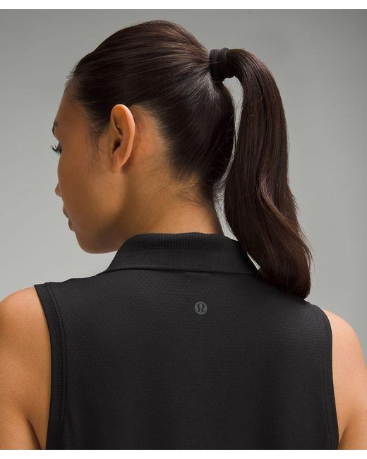 lululemon athletica Black Swiftly Tech Sleeveless Polo Shirt Colour Tip