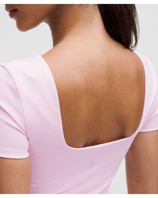 lululemon athletica Pink Wunder Under Smoothcover Square-Neck T-Shirt