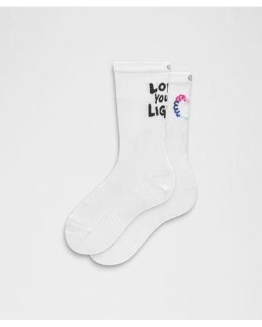 lululemon athletica White – Power Stride Crew Socks Pride – – Size Large