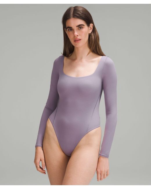 lululemon athletica Purple Wundermost Bodysuit - Ultra-soft Nulu Square-neck Long-sleeve Bodysuit