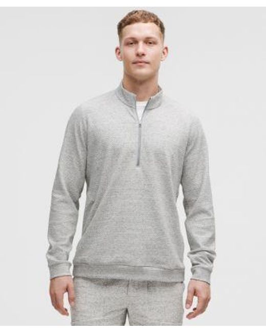 lululemon athletica Gray – Textured Double-Knit Half Zip Sweatshirt – Color Light/ – Size Large for men