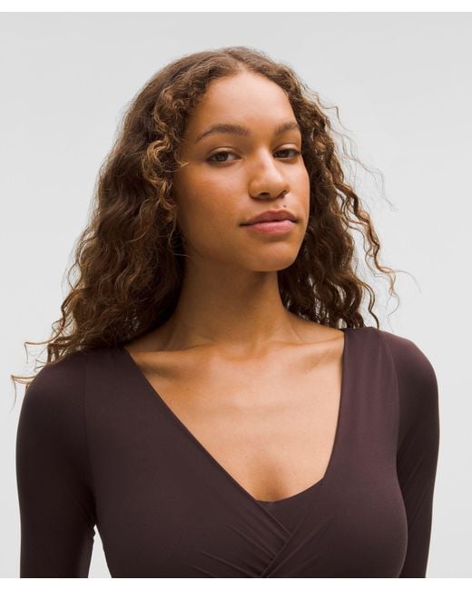 lululemon athletica Black Wundermost Ultra-Soft Nulu Wrap-Front Long-Sleeve Bodysuit