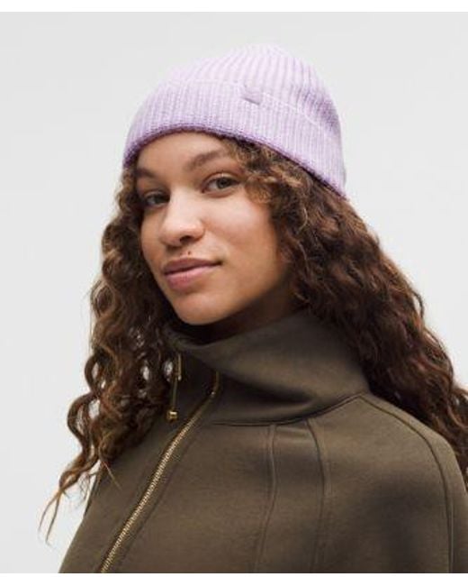 lululemon athletica Purple – Close-Fit Ribbed Knit Beanie Hat – Wool-Blend –