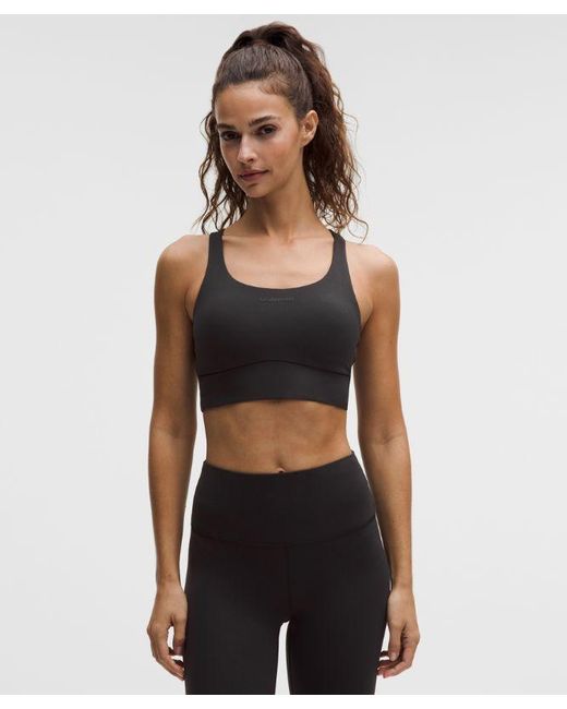 lululemon athletica Black Energy Longline Bra Medium Support B-D Cups Evolve