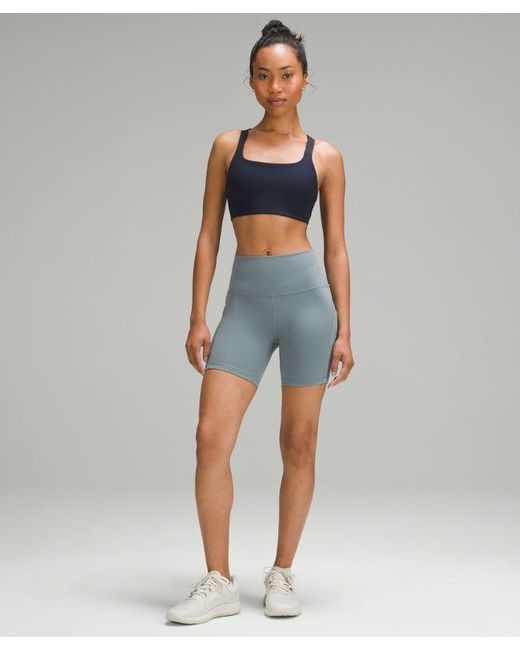 lululemon athletica Blue – Ultralu Square-Neck Workout Sports Bra Medium Support, B/C Cup – – Size 14