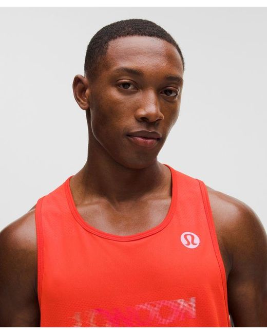 lululemon athletica Red – Fast And Free Tank Top Perforated Stripe London '26 – – Size Large for men