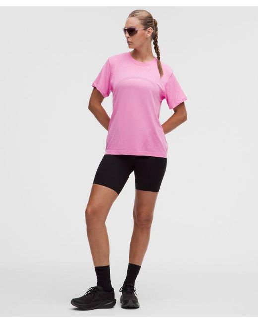 lululemon athletica Pink Swiftly Relaxed Short-Sleeve Shirt Hip Length