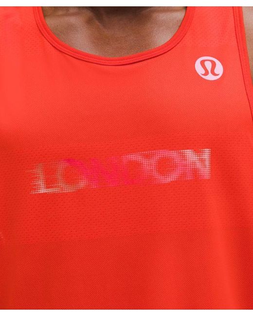 lululemon athletica Red – Fast And Free Tank Top Perforated Stripe London '26 – – Size Large for men