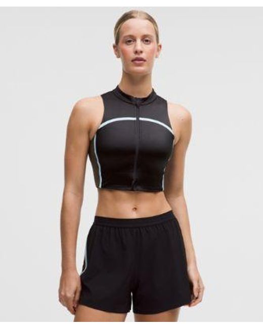 lululemon athletica Black – Satin Shine Full-Zip Tank Top Medium Support, B/C Cup Stripe – – Size Medium